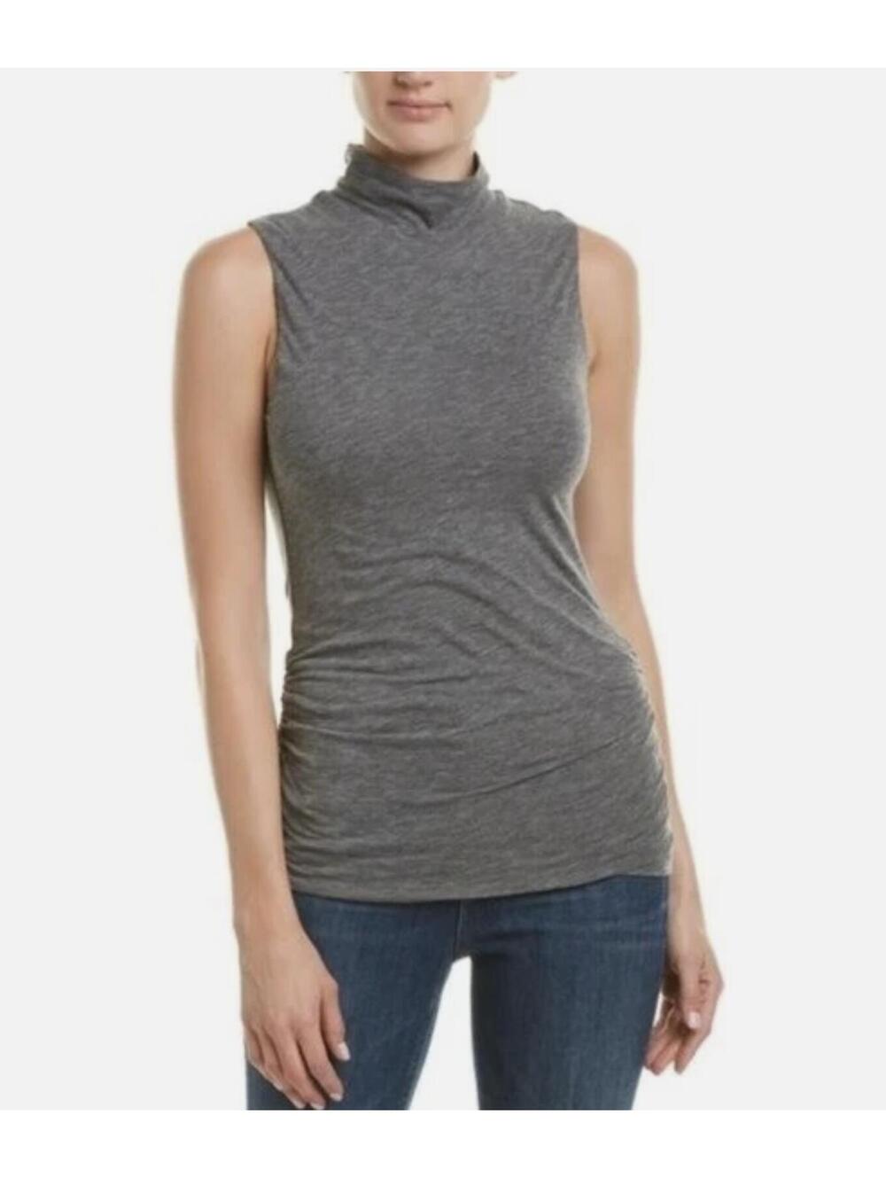 Anthropologie Velvet by Graham & Spencer Gray Mock Neck Jersey Tank Top S Small